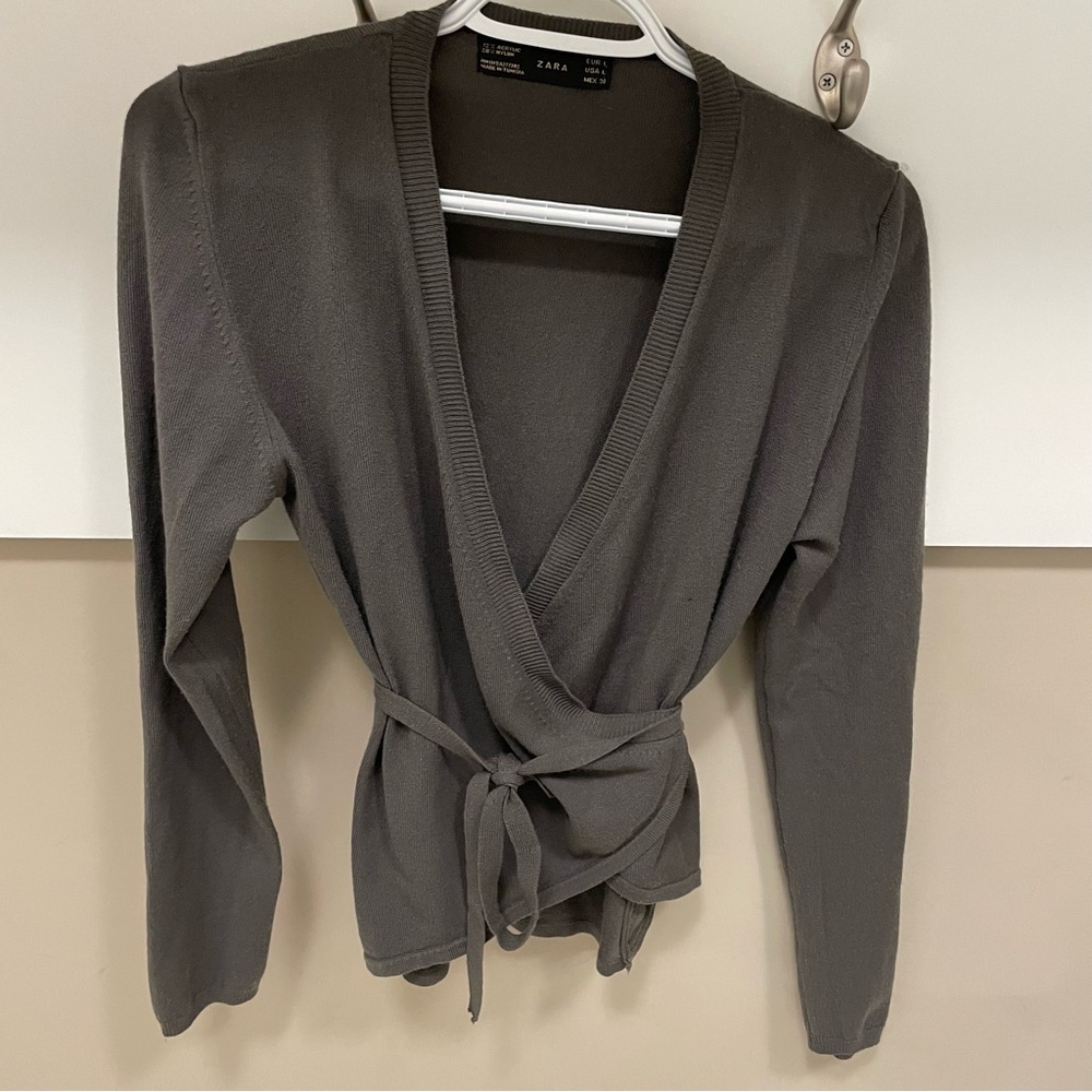 Zara Wrap Cardigan in Charcoal Gray